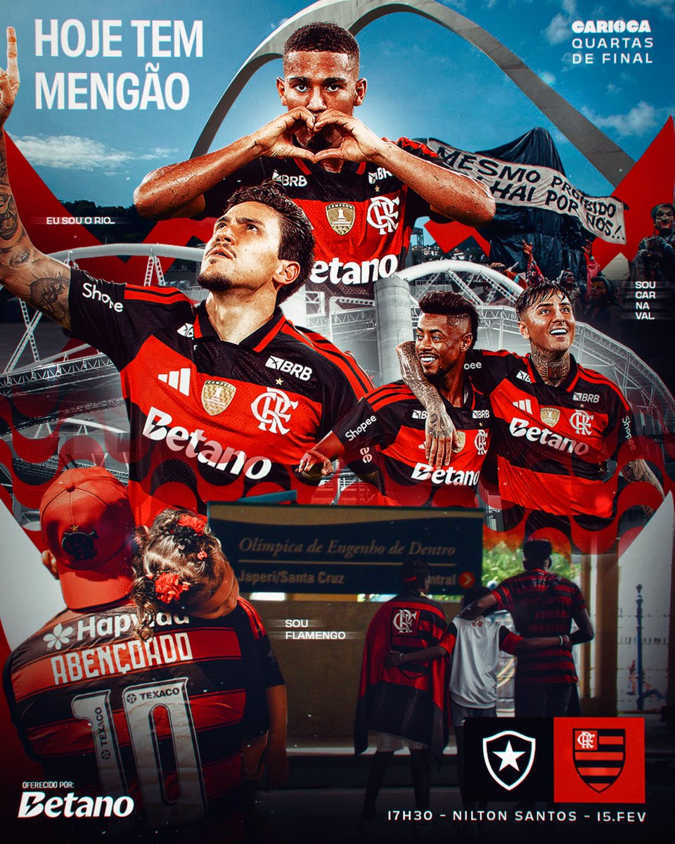ABRAM ALAS PARA A NAÇÃO RUBRO-NEGRA! AGORA SIM! #HOJETEM FLAMENGO NESTE DOMINGO DE CARNAVAL, PELAS QUARTAS DO CARIOCÃO! O MENGÃO ENCARA O BOTAFOGO E VAI EM BUSCA DA CLASSIFICAÇÃO! PRA CIMAAAAAAAAAA! 🟥⬛️ 

#BOTxFLA