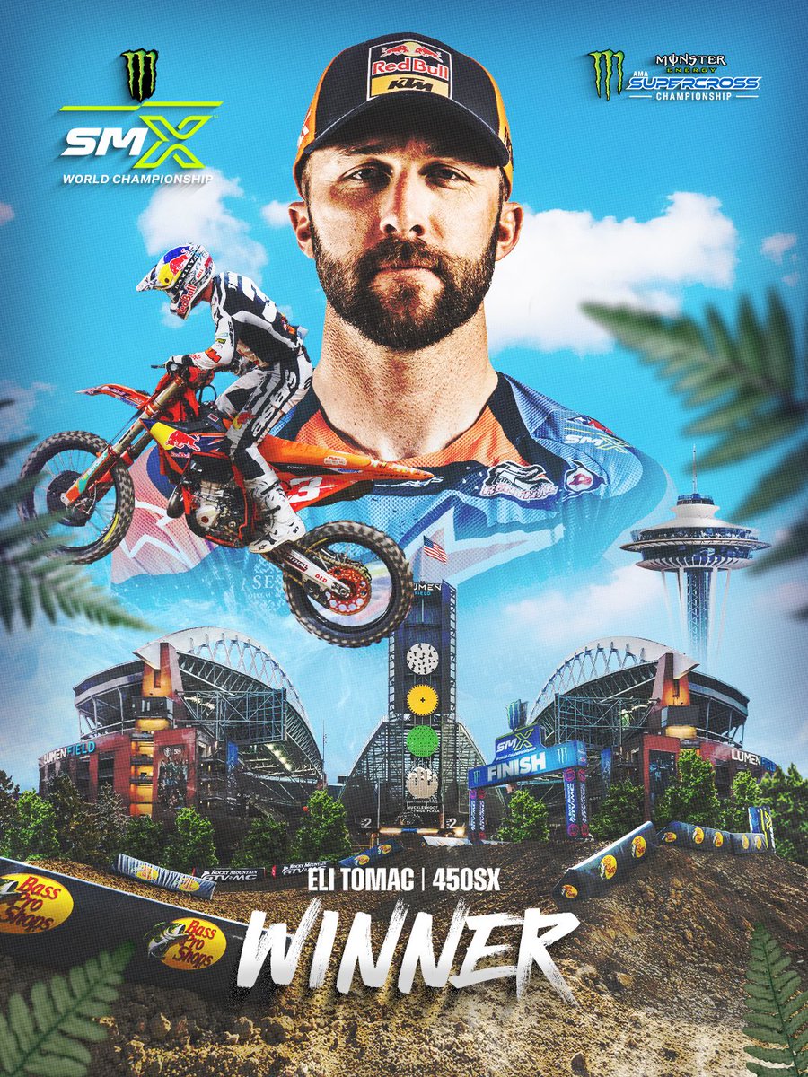 Eli Tomac finds his way to the front, and takes the win tonight in Seattle! 🍾 

#SupercrossLIVE #SMX #KTM