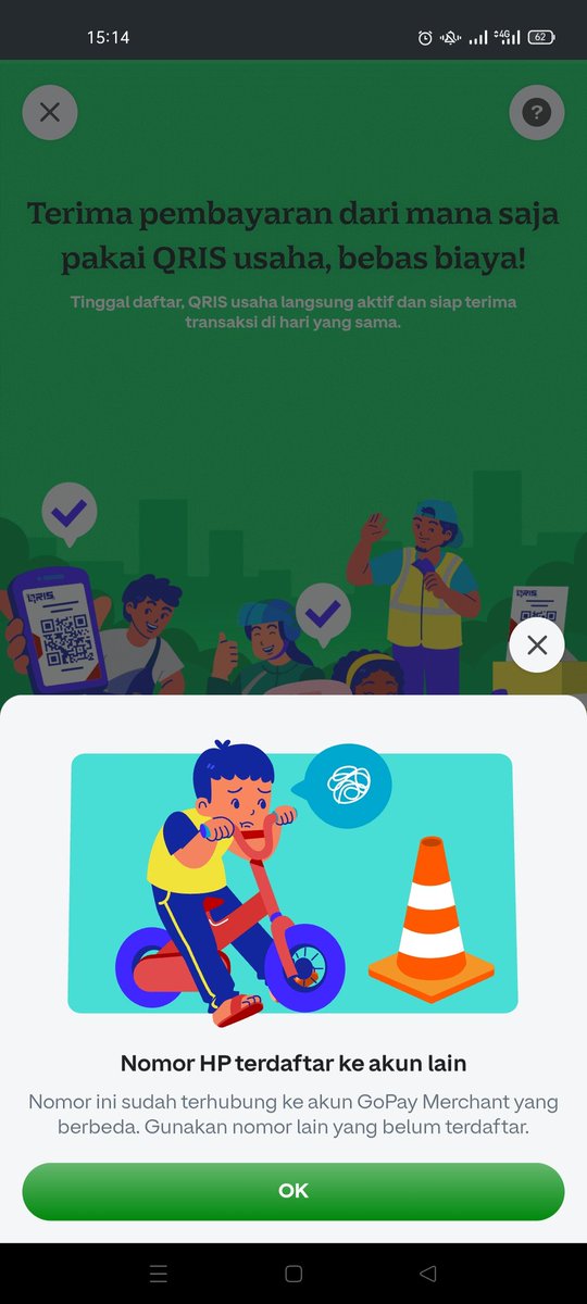 thediyoon's tweet photo. Halo mimin @gopayindonesia , mau bikin qris di nomor pribadi tp anehnya disebutkan aplikasi udah pernah dipake, padahal apply aja belum 🤔 https://t.co/K7x0Jk4Szt