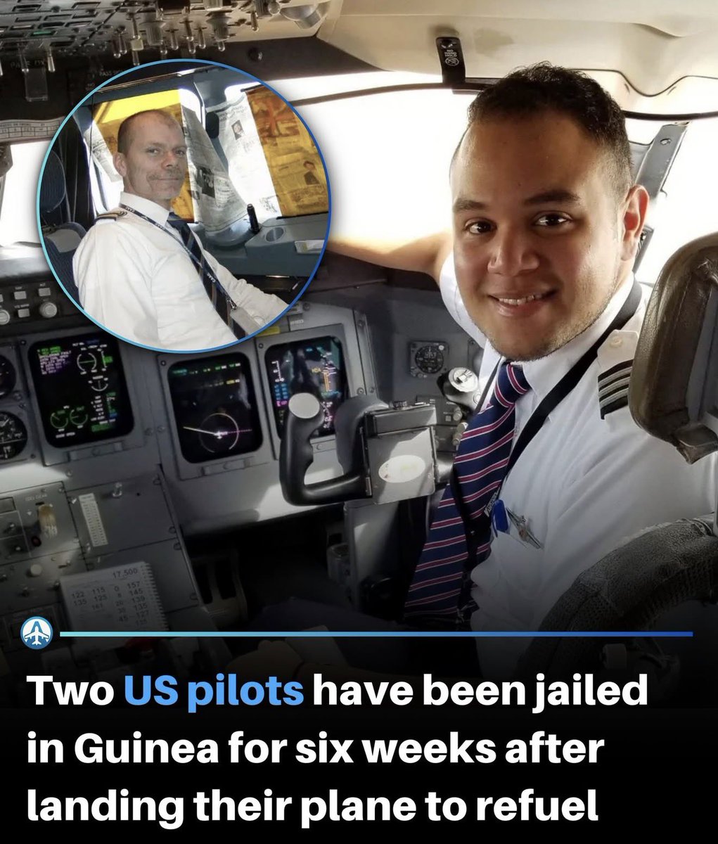itscarterhughes's tweet image. Since December 29, 2025, two American pilots have been illegally detained in a Guinea, West Africa prison. The pilots were dragged off their plane after making a scheduled fuel stop in Conakry, the nation’s capital. According to flight logs and radio recordings, air traffic…