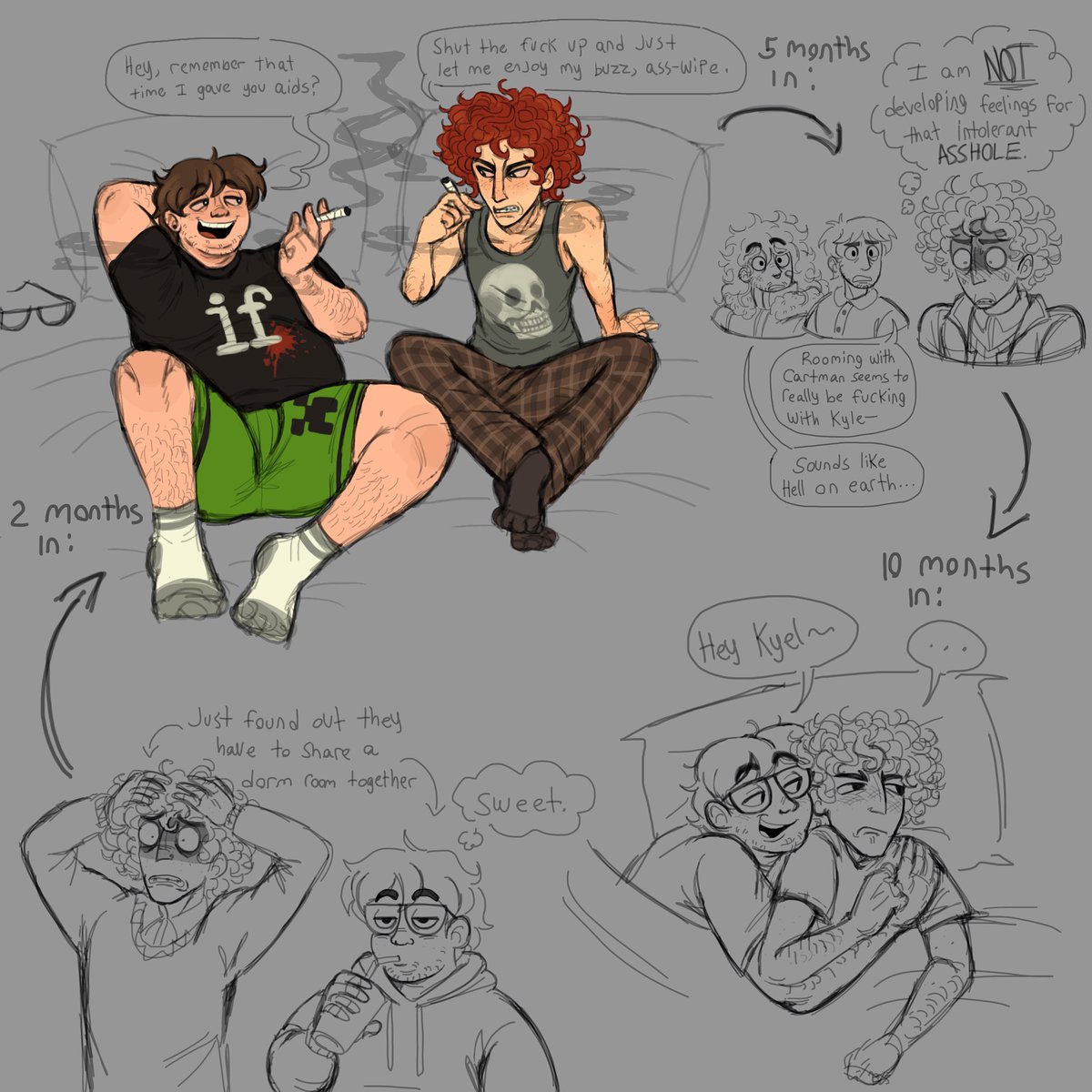 Don't ask how Cartman managed to get himself into college 
#kyman #southpark