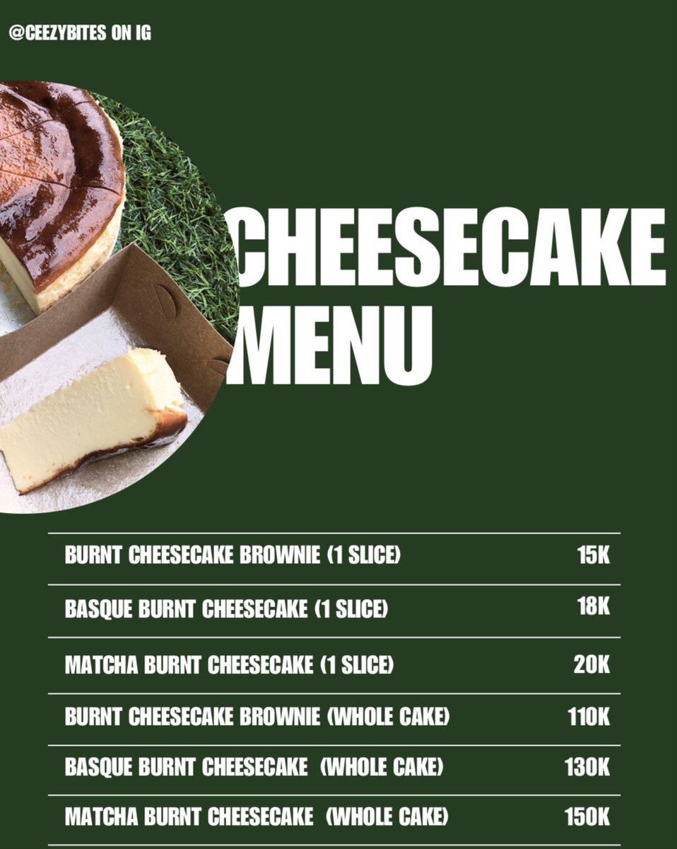 lovelaughapo's tweet photo. -selldips! besok burnt cheesecake brownie &amp; basque ready! (start from 15k ajaa!)

🛵freeong max jarak 5km dri padepokan ganesha 1
⏰start antar sem bawah (11.00), sem atas (14.00)
❗️temcy-bymanik fee 3k
💬 order lewat wa di link bio! https://t.co/nQwMRwAdae