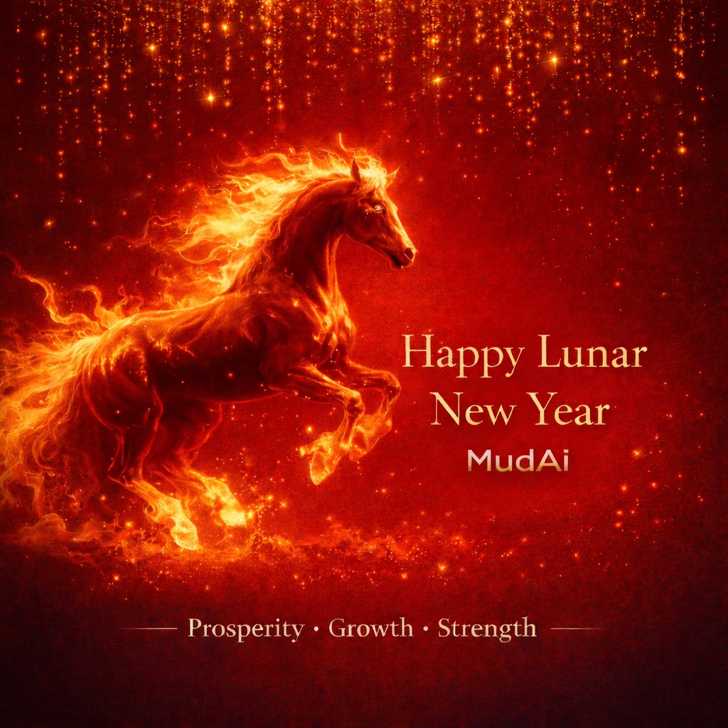 MudAi_metaverse's tweet photo. 🧧 Happy Lunar New Year from MudAi
Wishing prosperity, strength, and new momentum to our global community.
May this new cycle bring growth and success to everyone celebrating.
#LunarNewYear #MudAi #Web3 https://t.co/d0bExdQcFj