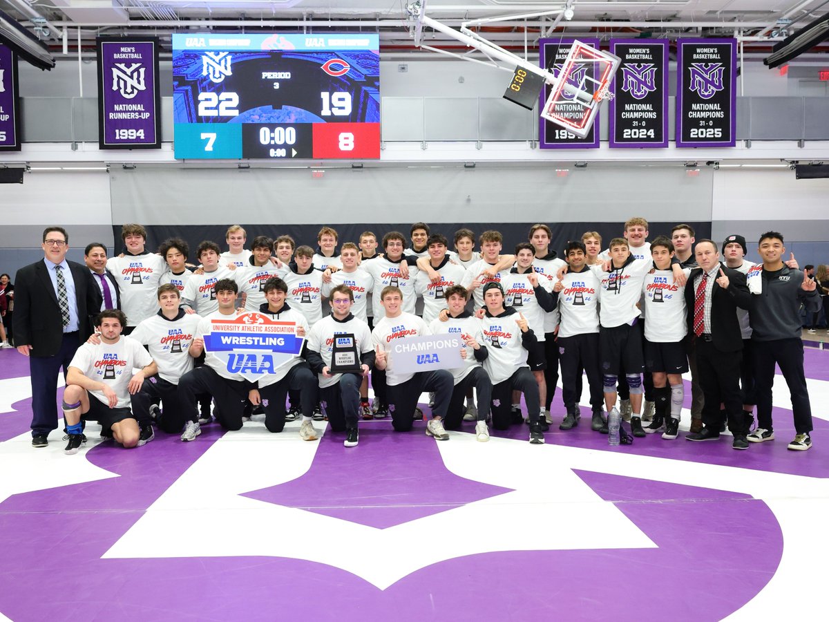 NYUAthletics's tweet photo. Champs at home!

Wrestling wins its third-straight @uaa_sports championship https://t.co/RI0ZxOktJf