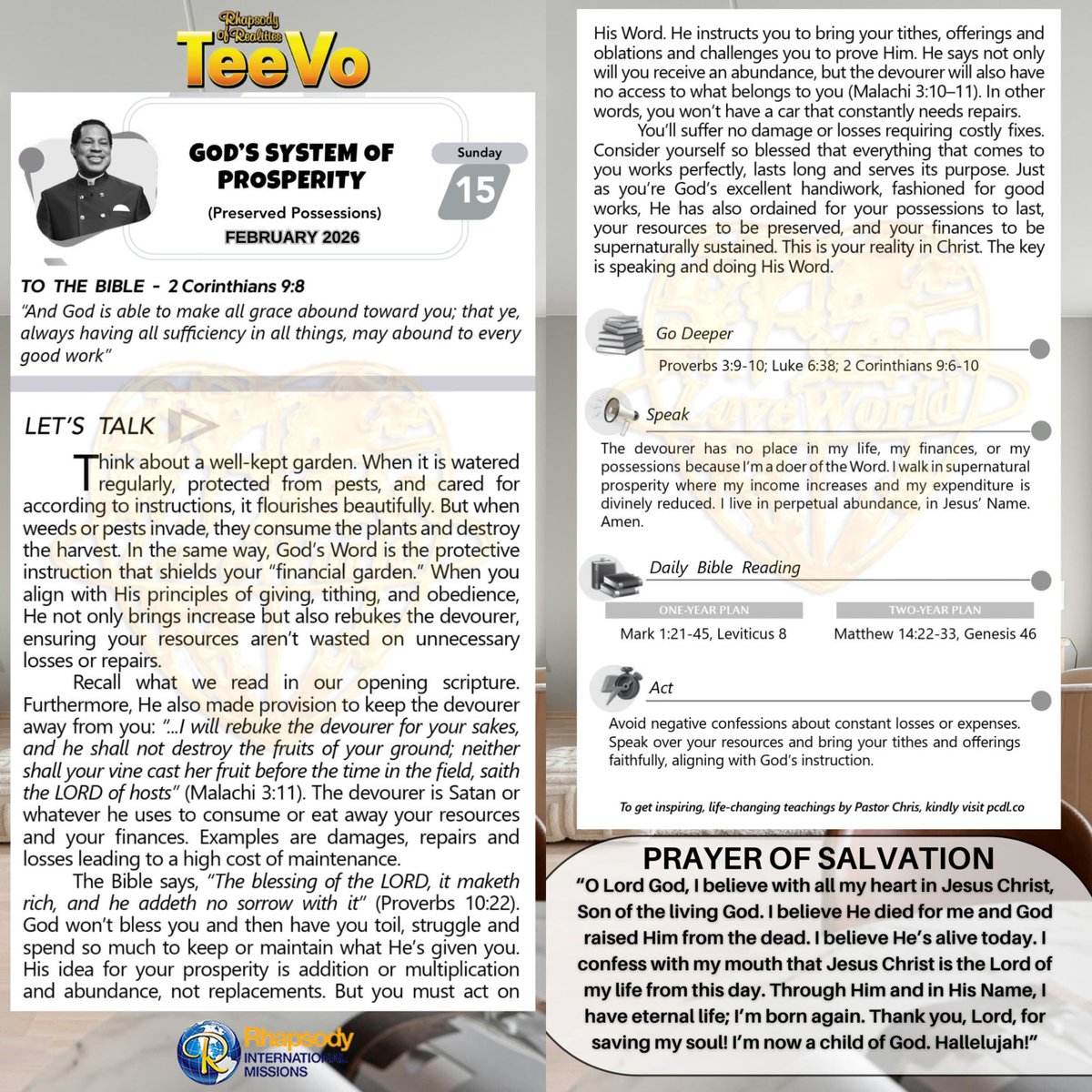 RhapsodyDaily's tweet photo. Rhapsody Of Realities
for TEENAGERS
━━━━━━━━━━━━━━━━
Sunday 15th February 2026
GOD’S SYSTEM OF PROSPERITY
(Preserved Possessions)
#BeExcellent https://t.co/1ohEhHMvFR