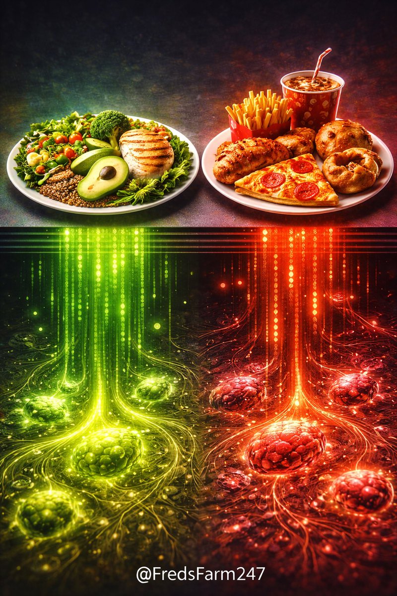 Calories are instructions.

Whole foods = build.
Processed foods = confuse.

Food isn’t just fuel.
It’s messaging to your cells.

Feed chaos → create chaos.

👉🏽 When was your last ultra-processed meal?