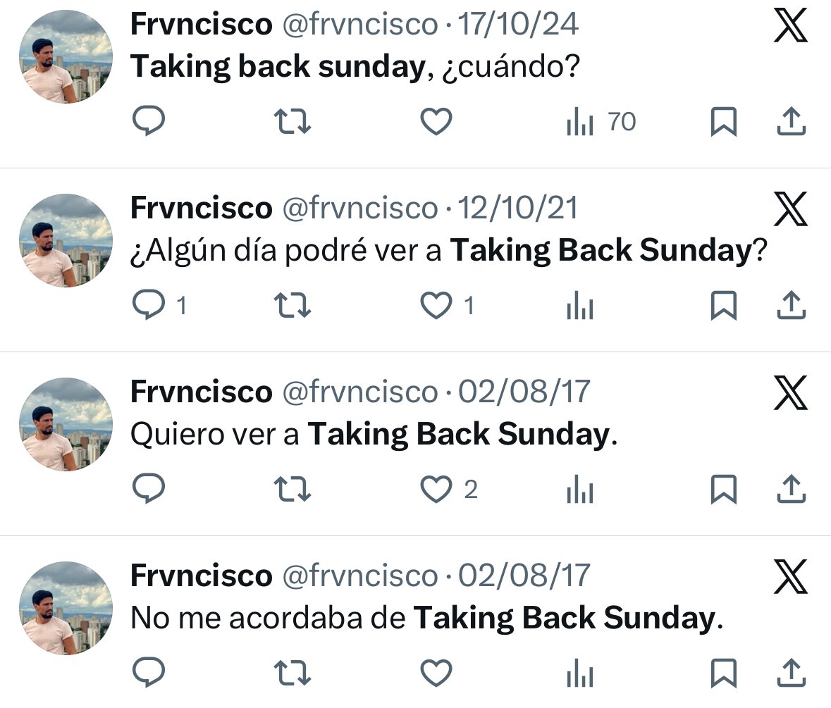 frvncisco's tweet photo. Verás a Taking Back Sunday en mayo del 2026. https://t.co/Vff8XuVUT0