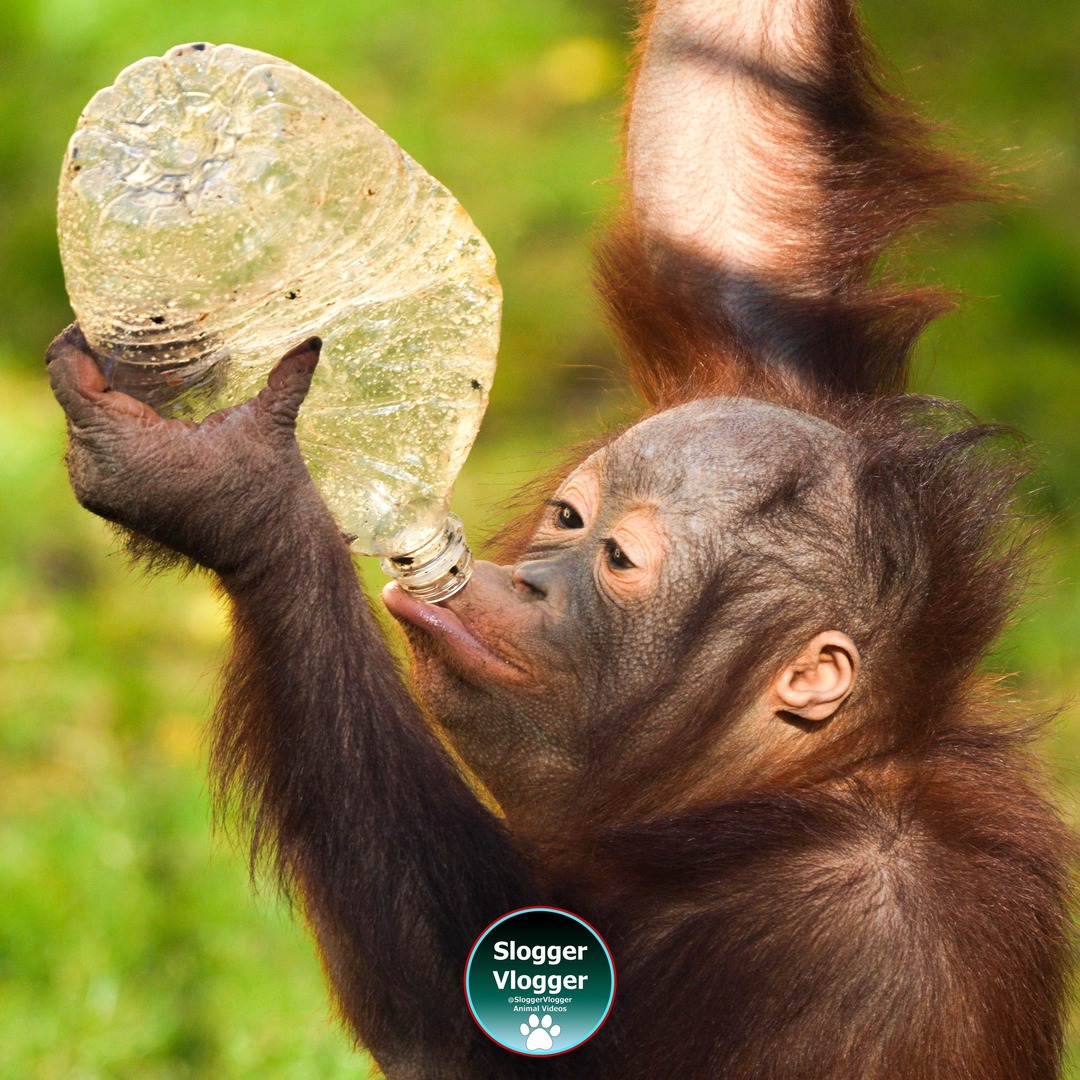 SloggerVlogger's tweet image. Hydration station: Jim’s impressive bottle-holding skills. 🦧
 #orangutan #babyanimalsofinstagram #babyanimals #babyanimalstagram