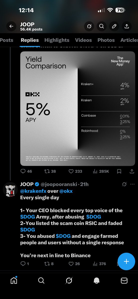 <a href="/arjunsethi/">Arjun Sethi</a> And for some reason my reply is NOT there.

Kraken over OKX, any day, every single day.

The corrupt systems and lies should collapse.

$DOG Army stands by the truth