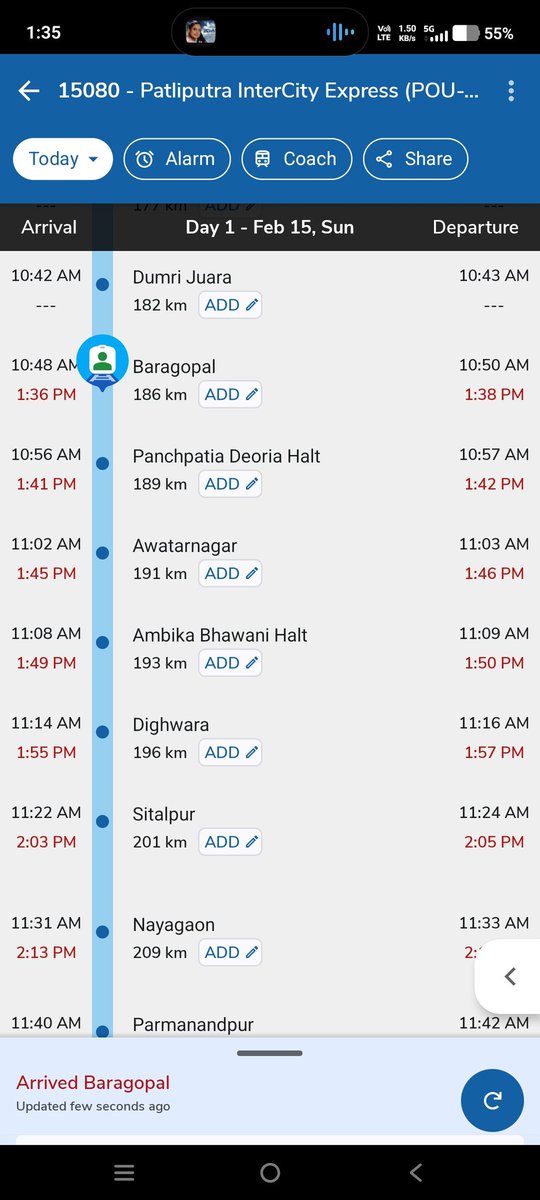 Alok7600084's tweet photo. @ECRlyHJP train no. 15080 kya khatam service hai......sir train samay se run kiya jaye request hai..... train ka ticket lene ke bad bhi ye hal hai https://t.co/3t9fSNih63