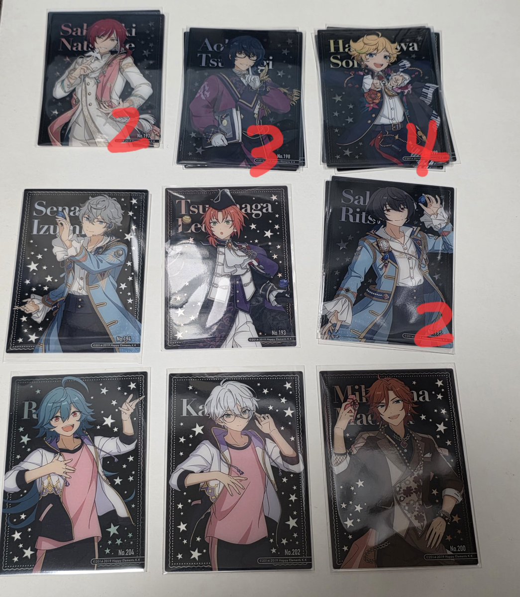 n27upm's tweet photo. 【交換】あんスタ クリアカード N
譲)一彩 マヨイ 千秋 鉄虎 忍 翠 奏汰 北斗 スバル 真 真緒 英智 渉 桃李 弓弦 凪砂 茨 宗 みか HiMERU こはく ニキ ひなた ゆうた 零 晃牙 友也 なずな 光 敬人 紅郎 維吹 颯馬 夏目 つむぎ 宙 泉 レオ 凛月 ライカ カンナ 斑

求)N藍良 ジュン SP藍良 日和 異種藍良 https://t.co/QXXs6Kx8xE