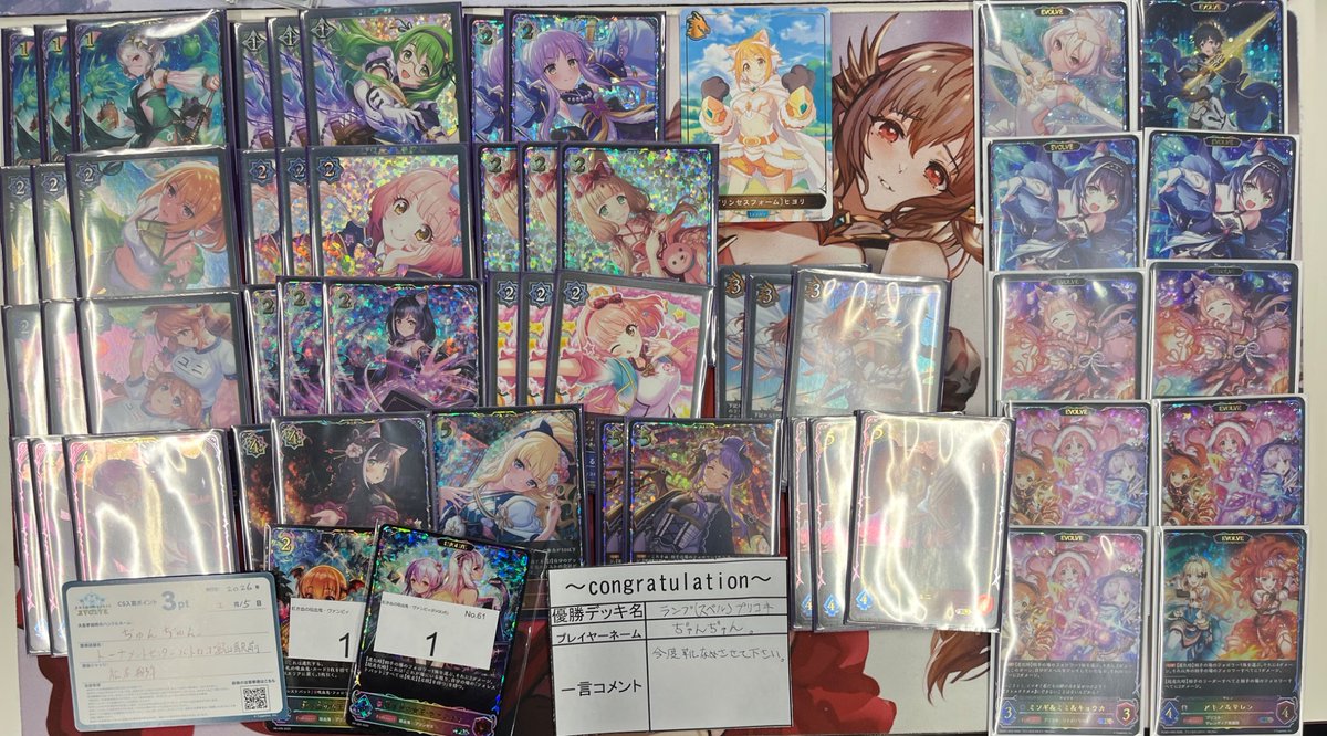 【大会結果】

本日の　#エボルヴ　CS　個人戦
優勝は 「ぢゅんぢゅん」さんです❗️
デッキ名 : ランプ（スペル）プリコネ
一言: 今度靴なめさせて下さい。

優勝おめでとうございます🎊
ご参加いただきました皆様ありがとうございました😄

#トヤロコ
ベスト4まではリプライに続きます