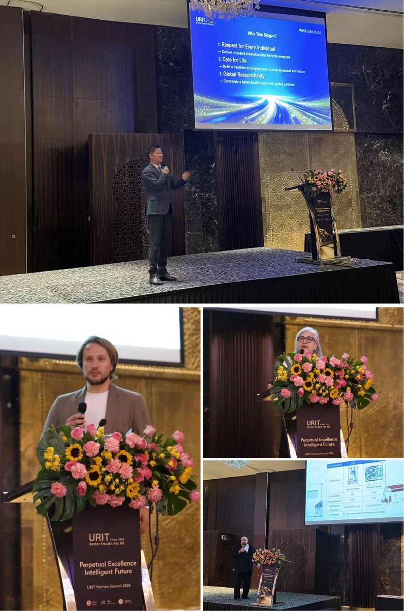 URITMedical's tweet photo. 📍URIT held its Global Partner Summit in Dubai, unveiling its 2030 strategy to become a world-class IVD brand—targeting No.1 in global urine analysis sales and top three in blood cell analysis. The company introduced the slogan "Better Health For All" along with its theme song. https://t.co/uNsEIJrWKq