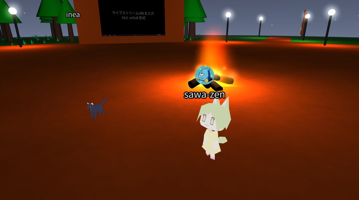 XRift で待機していたらかわいい猫ちゃん (@ineair_ さん) がやってき