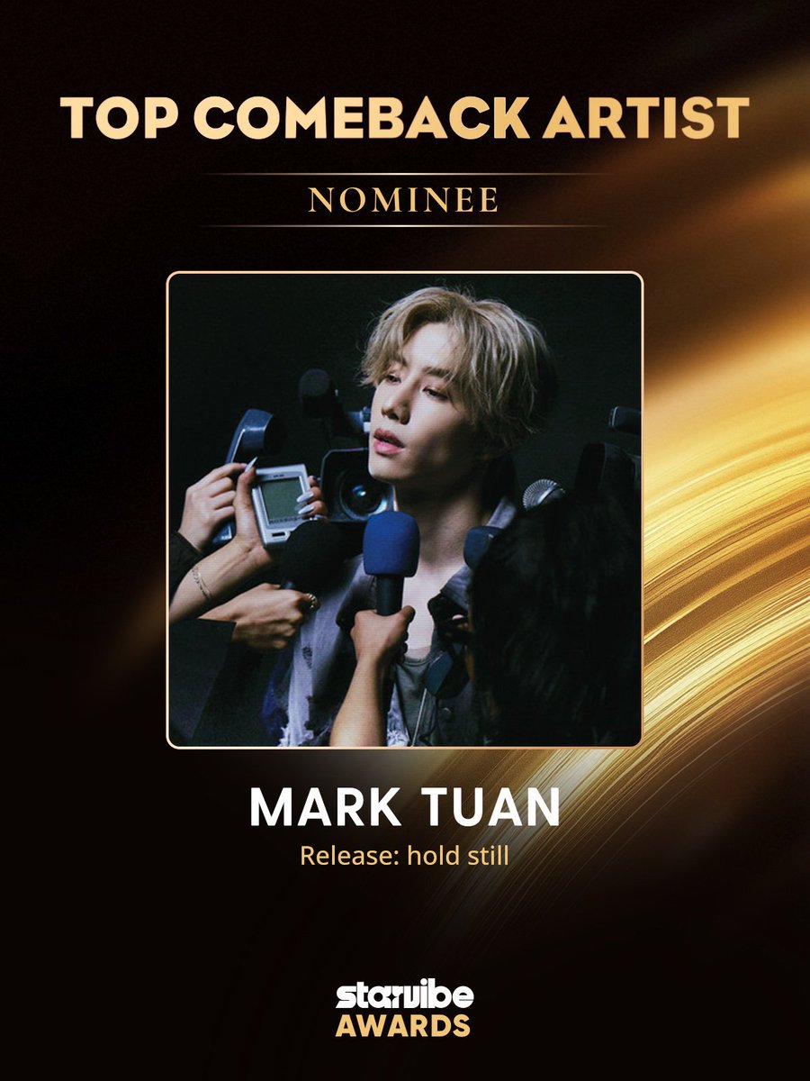 Mark Tuan — StarVibe Awards

#MarkTuan is nominated for TOP COMEBACK ARTIST for his 2025 release “hold still”.

🗳 Voting ends Feb 28, 2026 (KST)
🥇 Winner Reward: 3D Billboard in Shinjuku
🔗 starvibe.fun/pickzone/TTA20…

#StarVibeAwards #MarkTuan #GOT7 #마크 #段宜恩