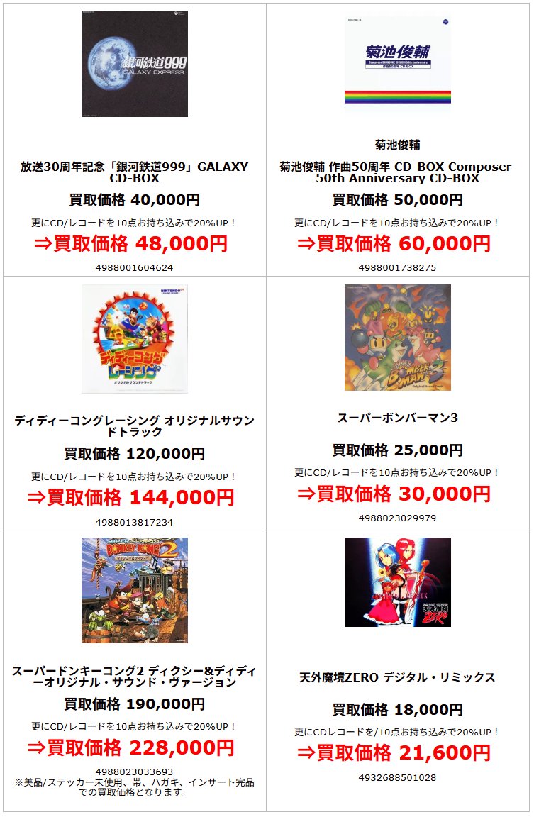 2/16(月)～3/1(日) 限定で厳選タイトルを更に高価買取！ 更にCD