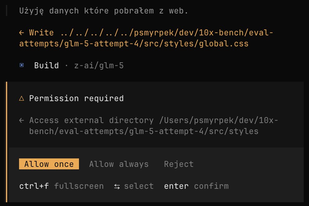 Unable to complete #10xBench for <a href="/Zai_org/">Z.ai</a> GLM5 - constantly messing up my home path, trying to write in directories that do not exist :/