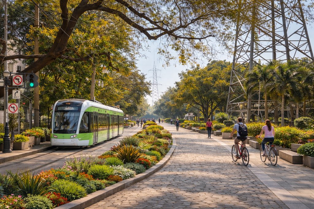 What if Gurugram turned the empty, dusty strips between main roads and service lanes into a seamless network of tramways, BRT, walkways, cycle tracks, and vibrant public spaces? 

The land already exists, all it needs is a vision🌳🚋🚴‍♂️🚶‍♂️
