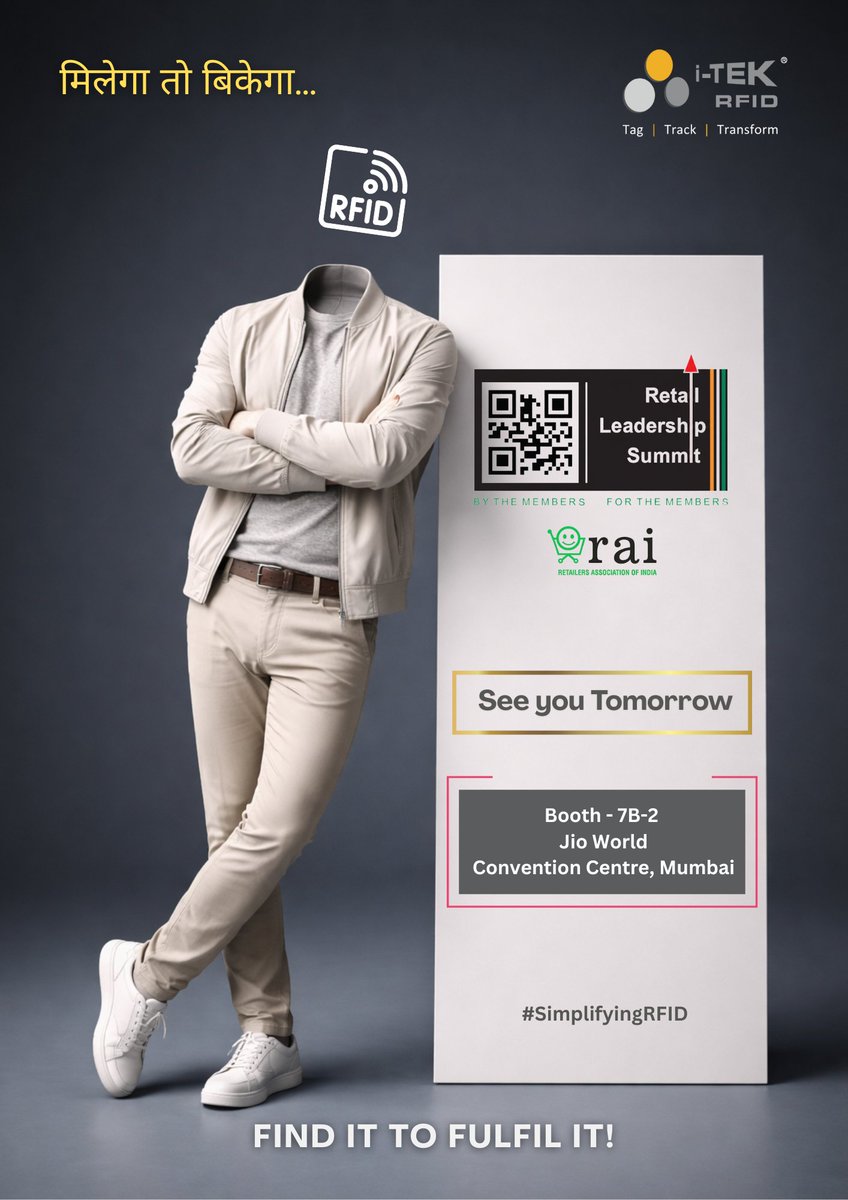 infotekrfid's tweet photo. Milega to Bikega.
Visibility makes it possible.
Discover how RFID enables real-time inventory accuracy, faster fulfilment &amp; operational control.
See it live at #RLS'26 — i-TEK RFID.
#SimplifyingRFID #RetailInnovation #Supplychain #Retail #RFID https://t.co/vUgJMnVwtb