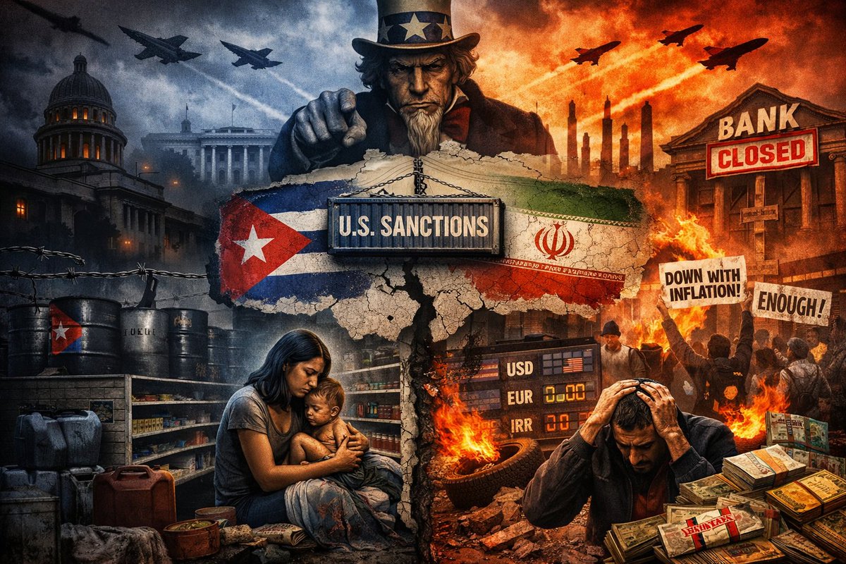 M_Harrison93's tweet image. U.S. sanctions on Cuba &amp;amp; Iran are not just economic tools—they're deliberate acts of starvation. From Nixon to Trump, the goal remains: break the people to force regime change. Economic warfare is no less lethal than armed conflict.
#Trump #Sanctions #Cuba #Iran #regimechenge