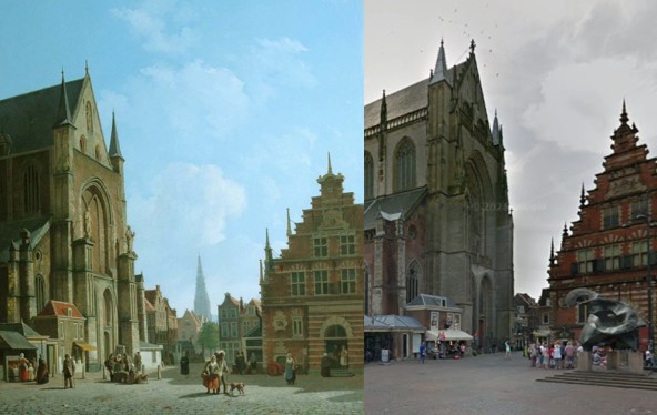 <a href="/Goudriaan2/">Daily Dutch Masters 🎨</a> Toen en juni 2017. Anderhalve eeuw later! #GroteMarkt #StBavo #Haarlem #JohannesRutten