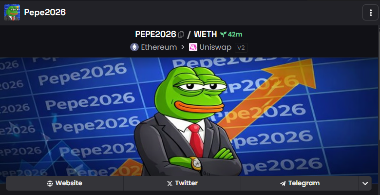 Pepe2026eth's tweet photo. ⬆️ Dexscreener Updated ⬆️

https://t.co/fNUR9DlN59 https://t.co/THQeuL5c5r
