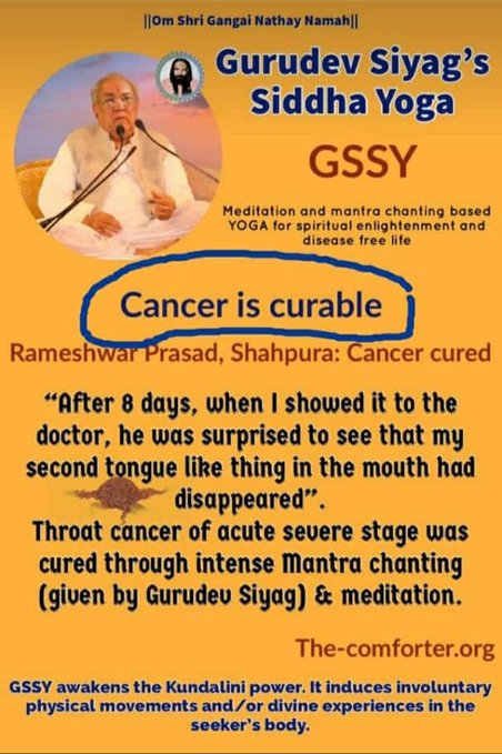 #MahashivaratriWithGSSY  People suffering from terminal diseases have been cured as they practiced Gurudev Siyag's siddhayoga with faith &amp; devotion. See gurusiyag.org/cases-cured/?n…
the-comforter.org/en/discipleexp… for details