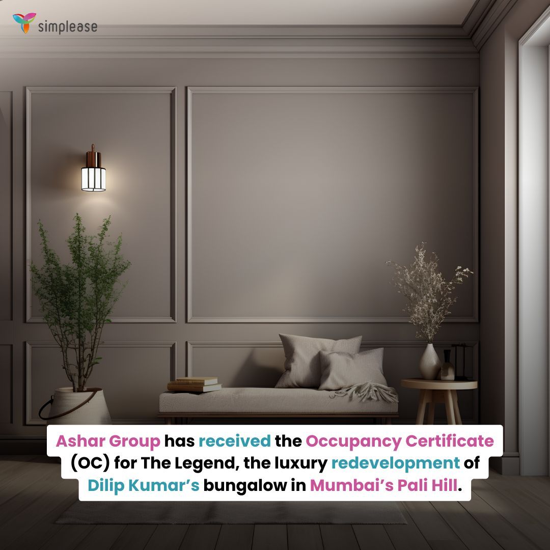 Ashar Group receives OC for The Legend — the luxury redevelopment of Dilip Kumar’s bungalow in Pali Hill 🏙️

Project completed 20 months ahead of RERA deadline, with prices touching ₹1.81 lakh per sq ft.

#DilipKumar #MumbaiRealEstate #PaliHill #LuxuryHomes