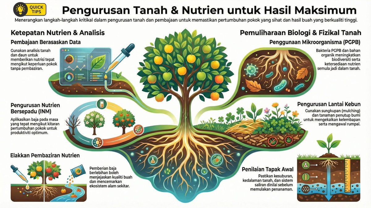 Pengurusan tanah dan nutrien yang sistematik merupakan asas kepada penghasilan tanaman yang sihat serta produktiviti maksimum. 
.
Baca artikel penuh : facebook.com/share/v/1JAVpe…

#myDOA #TipTanaman #tips #PertanianModen