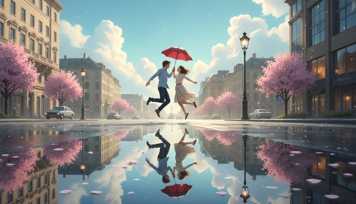 tranquil1000's tweet photo. There is nothing like that post-rain clarity to reset the vibe. 🌧️✨ The sky is looking like a fresh mint, the clouds are perfectly fluffy, and the whole city feels like a scene from a romance movie. Sharing an umbrella and catching reflections in the puddles—it is pure magic. 🏙️ https://t.co/ONgt8T1sQ5