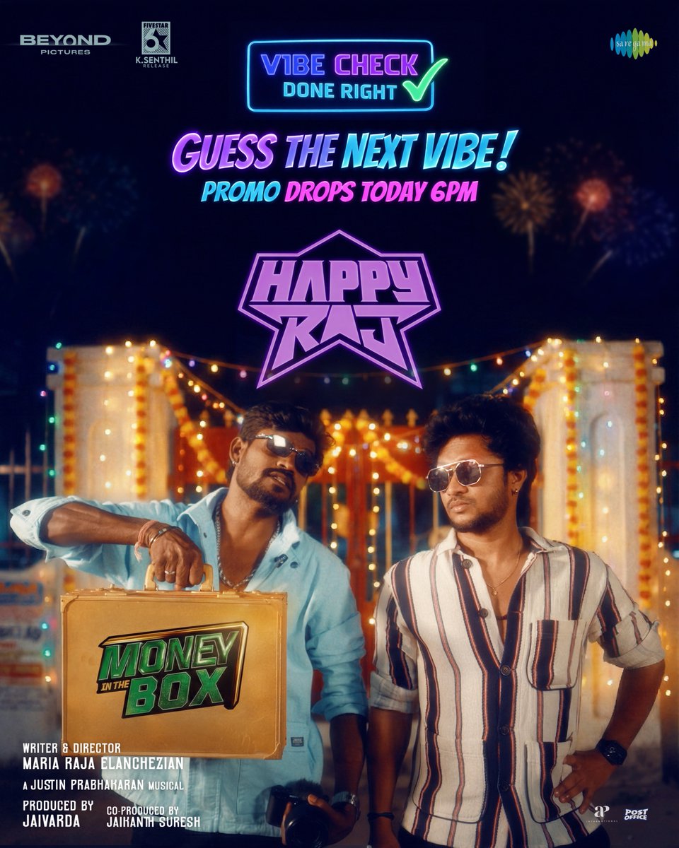 Guess the next vibe 😎😎
Happy Raj ready to surprise you.🕺🕺
See you at 6 👀⏰

Produced by <a href="/jaivarda04/">Jaivarda23</a>
Co-Produced by <a href="/SureshJaikanth/">Jaikanth Suresh</a>
Starring <a href="/gvprakash/">G.V.Prakash Kumar</a> <a href="/actorabbas/">iamactorabbas</a> <a href="/srigouripriya/">Sri Gouri Priya</a>
Written &amp; Directed by Maria Elanchezian
A <a href="/justin_tunes/">Justin Prabhakaran</a> Musical 🎵

#GeorgeMaryan