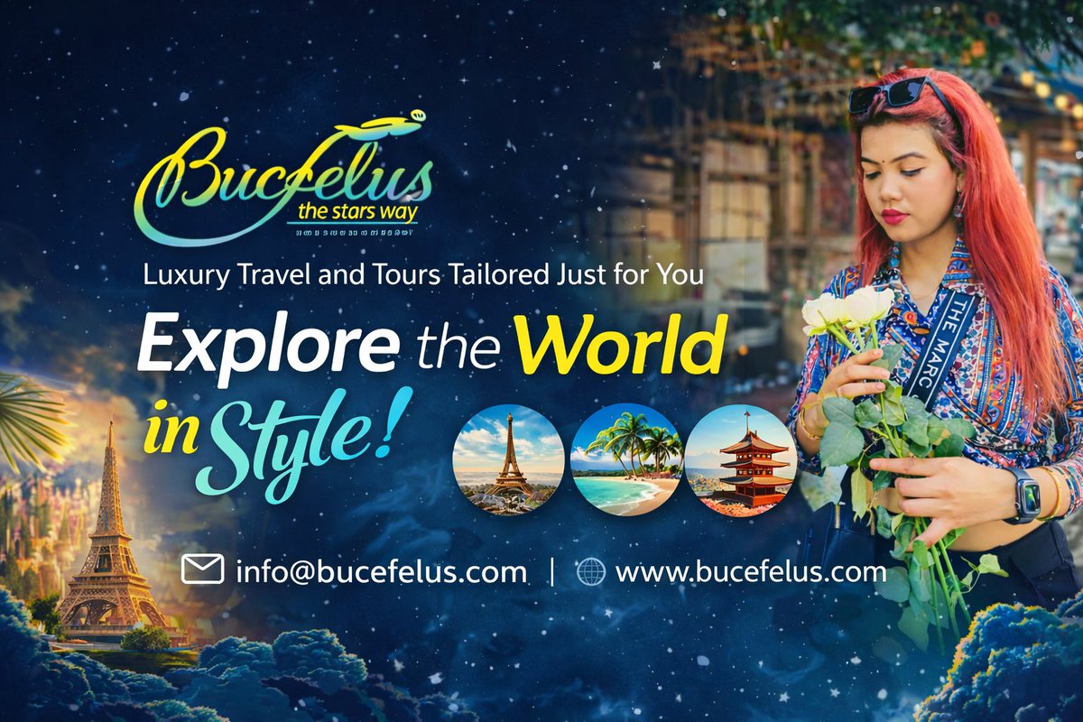 Bucefelus's tweet photo. ✈️ Explore the world the stars way.
Luxury travel. Tailored experiences. Unforgettable memories.
🌍 Your journey begins with Bucefelus.
📩 info@bucefelus.com
🌐 https://t.co/ja5r18HBan�
#Bucefelus #LuxuryTravel #ExploreInStyle https://t.co/gUmbO75ZPg