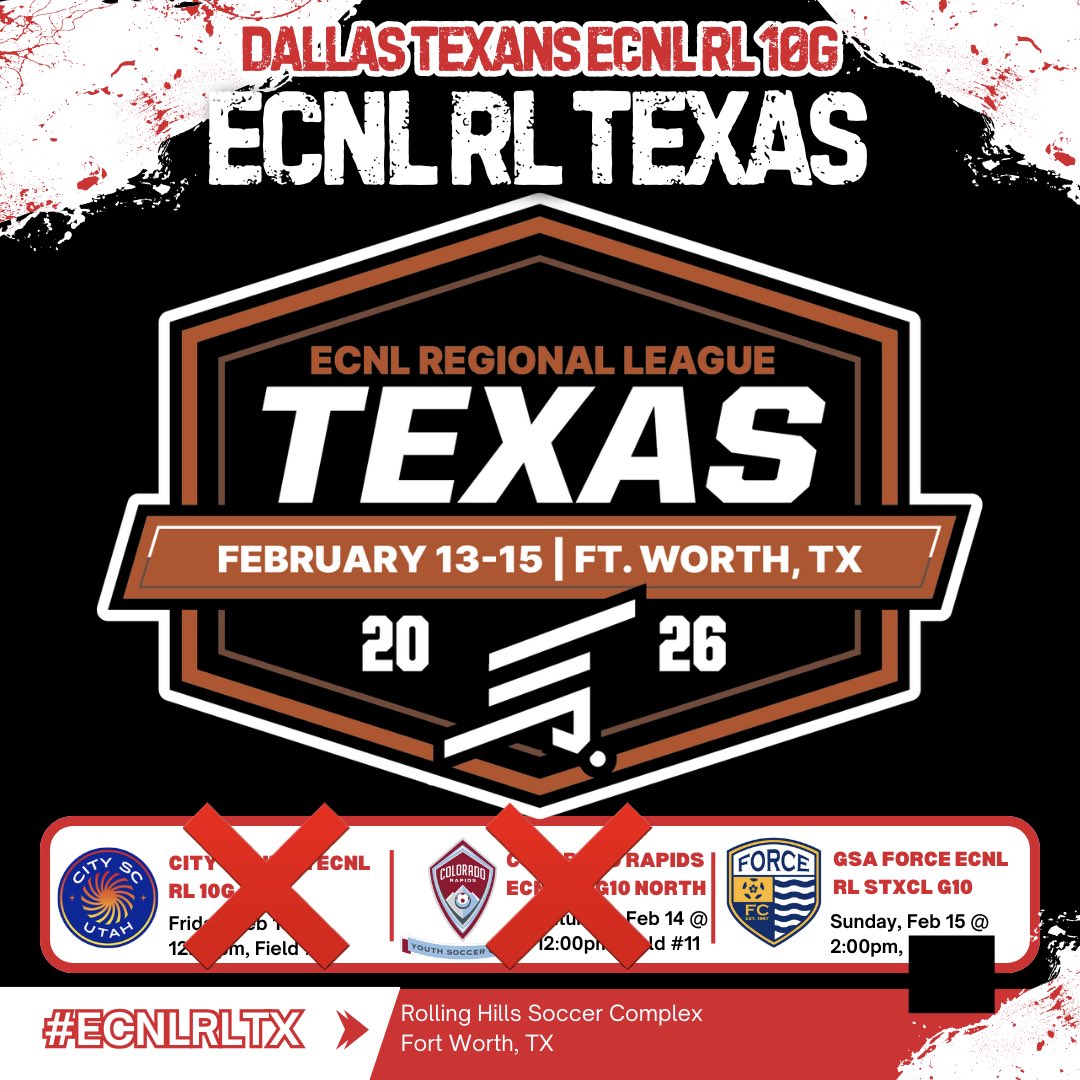 TexansECRL10G's tweet photo. 🚨 Field Change for tomorrow!
Come check us out at 2pm at Rolling Hills - Field 14. 🚨 
#thetexansway @DTexansSC #ECNLRLTX @ECNLgirls @ImYouthSoccer @ImCollegeSoccer @PrepSoccerTX @CollegeSoccerID @idmyathlete https://t.co/cWz7gOi63z