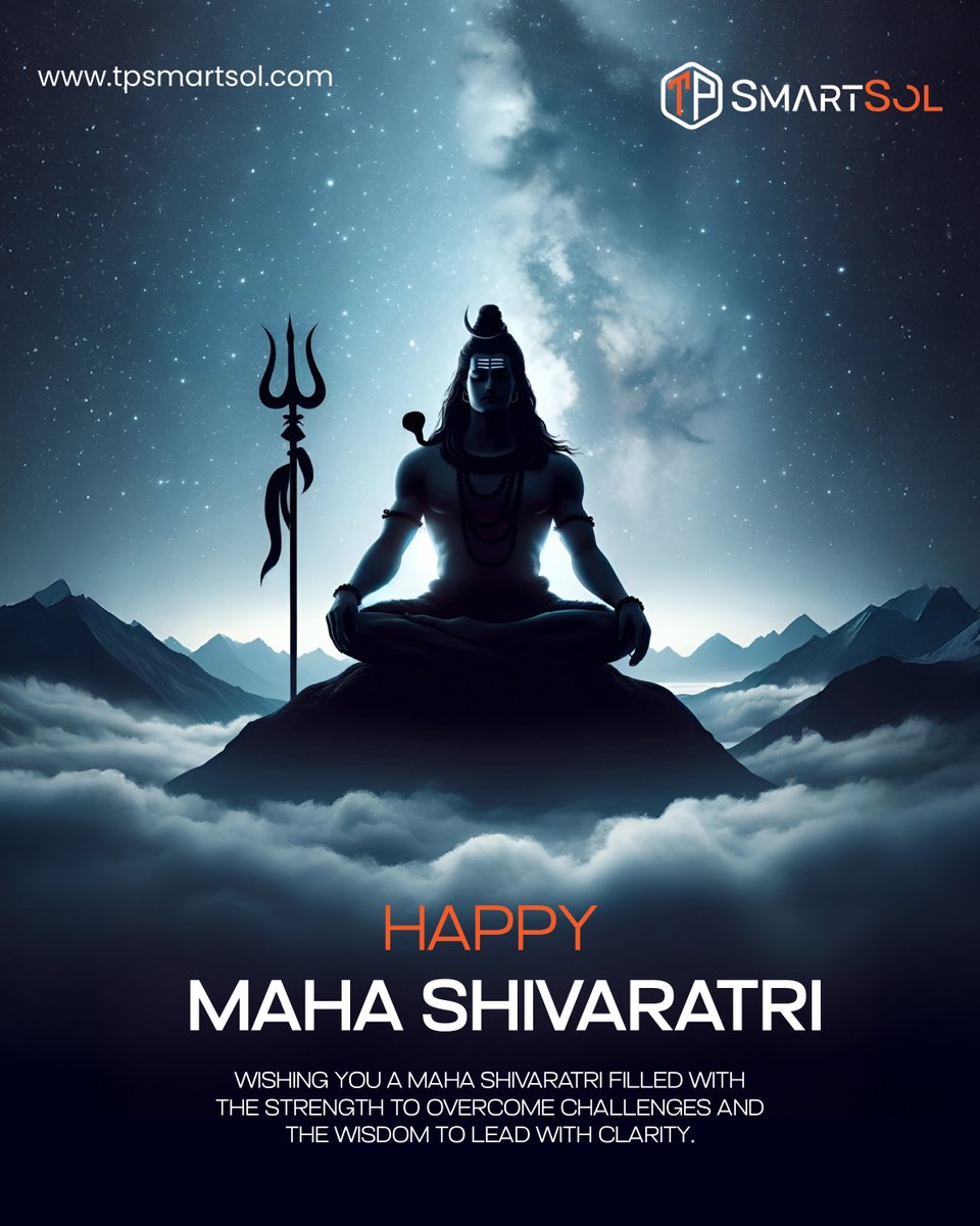 TPSmartSol's tweet photo. In the calm of the cosmic night, let devotion guide your path. Wishing you resilience, wisdom, and fearless transformation this Maha Shivaratri.
.
.
#MahaShivaratri #HappyMahaShivaratri #Shivaratri2026 #HarHarMahadev #LordShiva #TPSmartsol https://t.co/jtozmrplAX