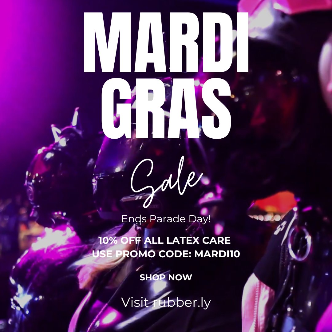 Need to shine your gear in time for <a href="/sydneymardigras/">Sydney Gay and Lesbian Mardi Gras</a>? We got you! 

Enjoy 10% off all Latex Care products in our store! Use promo code MARDI10

SHOP NOW: Visit rubber.ly

#latex #latexfashion #rubber #sydney #mardigras