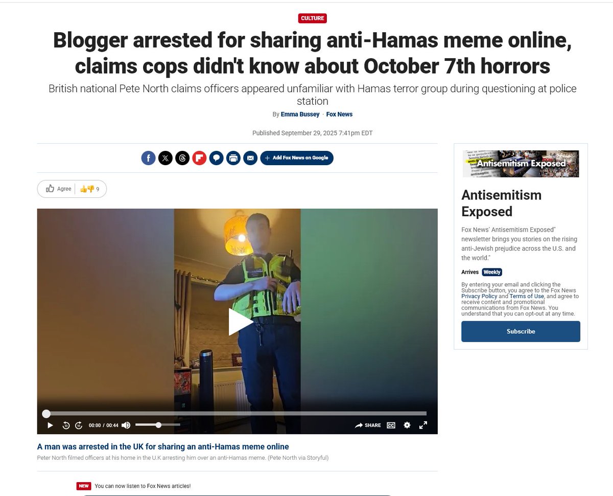 amazingdev02's tweet image. Why wouldn't we send an ACTUAL illegal UK Meme??

This guy got jailed for posting a "Fuck Hamas" meme

Proof:
foxnews.com/world/blogger-…