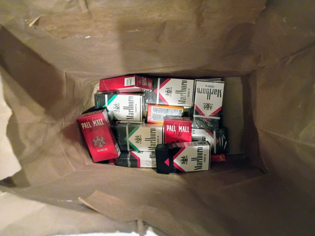 Bag of cigarettes also