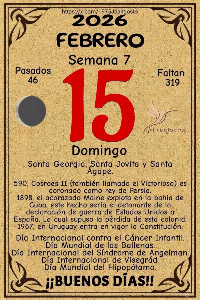 #almanaque2026 #calendario #calendariodiario #Efemérides #Santoral #TalDíaComoHoy  #Felizdía #BuenosDías