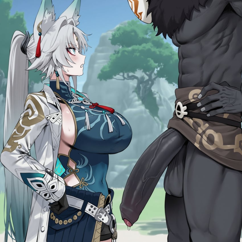 (Feixiao) So, this is a so-called Hilichurl, a local monster... I have to say, I'm not really impressed, more like bored... It doesn't seem strong at all... I thought they were look much stronger, how ridiculous is that... #LewdRP