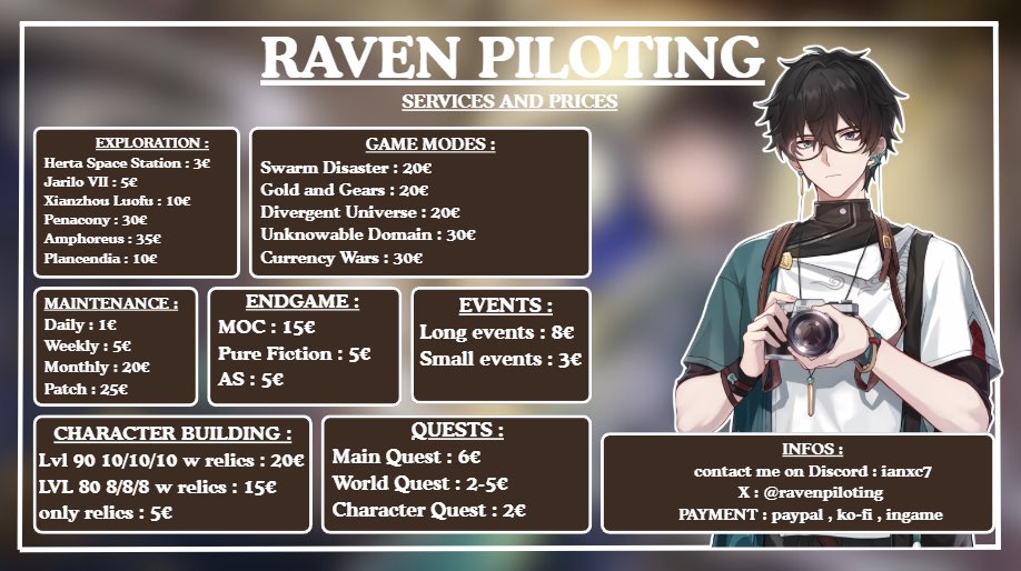 Raven genshin, hsr, zzz, WuWa pilot! tweet media