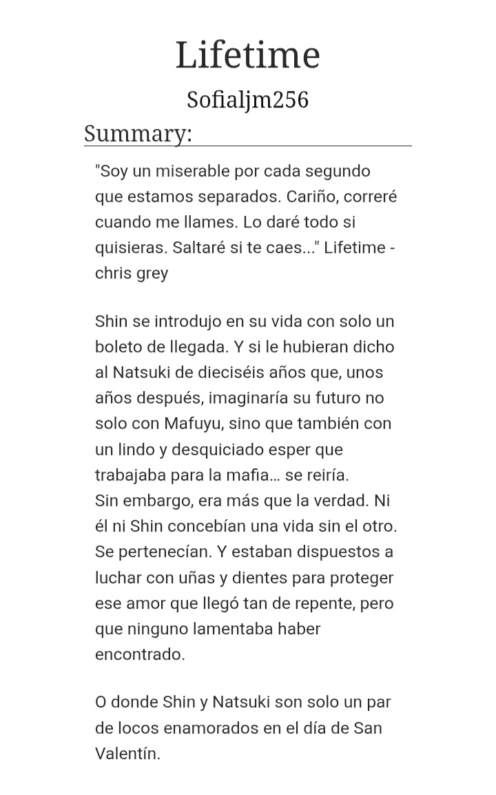 Lifetime | NatsuShin Oneshot para el día de San Valentín | Shin Mafia AU 

#ナツシン #natsushin 
archiveofourown.org/works/79570871