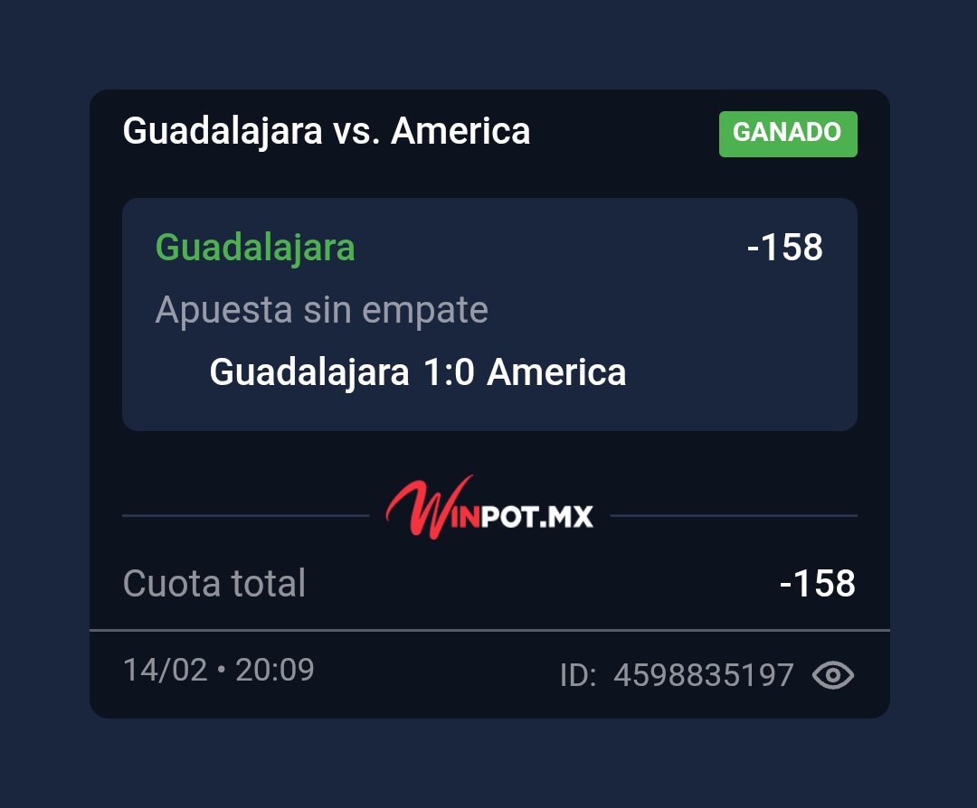 DÍA CASI PERFECTO EN LIGA MX 🇲🇽

✅ Parlay Liga MX
❌ Atlas (+1.5) &amp; Under 3.5
✅ Monterrey ML
✅ Necaxa (+0.5)
✅ Chivas empate no acción

Dejen su like y mañana comparto todos los picks por aquí. 🙌🏼