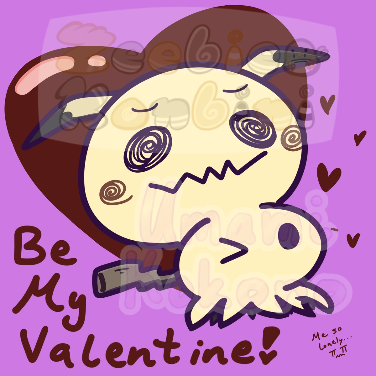 UmamiKokoro's tweet photo. The Pokémon Mimikyu says Happy Valentine’s Day! https://t.co/n76KGL5uA8