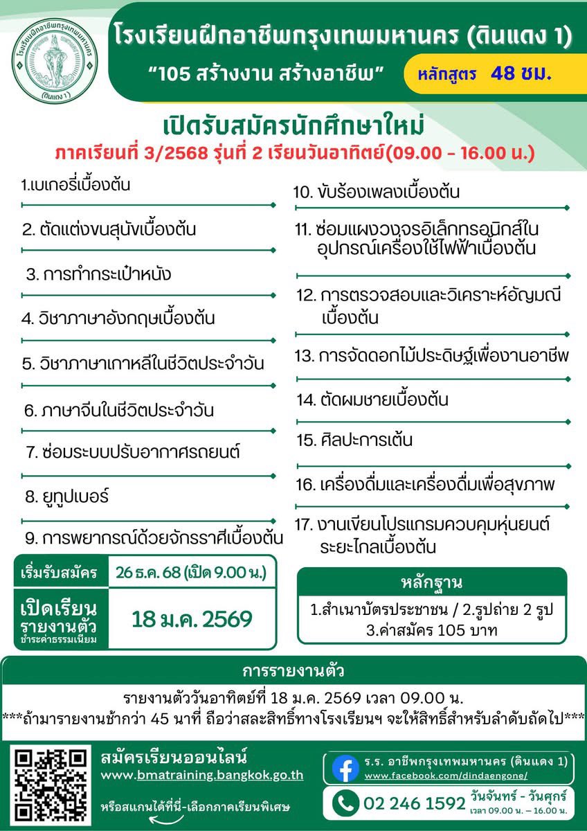 Sim_Cin's tweet photo. แล้วถ้างบน้อยอยู่กรุงเทพแต่มีเวลา ลองไปลงคอร์สของโรงเรียนฝึกอาชีพกรุงเทพดูได้นะ มีทั้งเรียนทำอาหาร ทำขนม เรียนภาษาญี่ปุ่น ภาษาจีน ภาษาอังกฤษ ภาษาเกาหลี เรียนออกแบบเสื้อผ้า ซ่อมแอร์ บริสต้า คือเยอะมากมีหลายศูนย์หลายสาขาทั่วกรุงเทพเลย ค่าเรียนถูกมากแค่ 105-305 บาทเอง https://t.co/oUdVofn7S4
