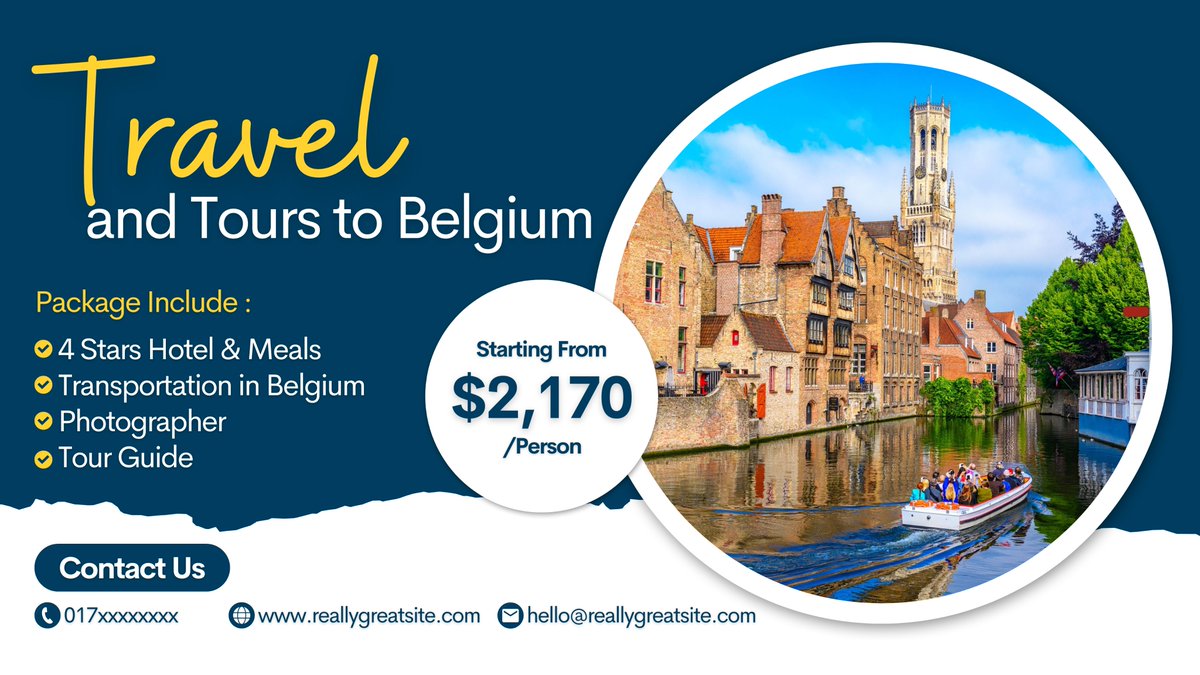 MarufAhmed6600's tweet photo. ✈️🇧🇪 Belgium Tour is Calling!
Experience a premium journey with 4★ hotel &amp; meals, smooth transportation, a professional photographer, and an expert tour guide—all in one unforgettable package.
💰 Starting from $2,170 / person
📩 Book now &amp; travel in style!

#BelgiumTour #TravelD https://t.co/kIlVkPwaHW