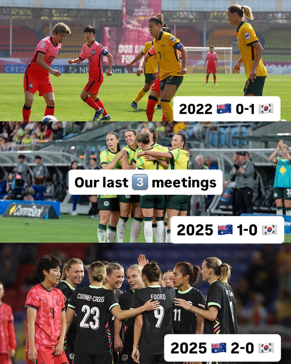 TheMatildas's tweet photo. 📰 History against our #WAC2026 group stage opponents: Korea Republic ⚔️

⏭️ Next Up: We go head-to-head again in our final group stage game of the #AFCWomensAsianCup.

🇦🇺v🇰🇷8.03.26 8pm AEDT - Sydney
🎟️ Tickets: https://t.co/jrlpQFZKjA

#Matildas #DreamFearless https://t.co/MldabeGguH
