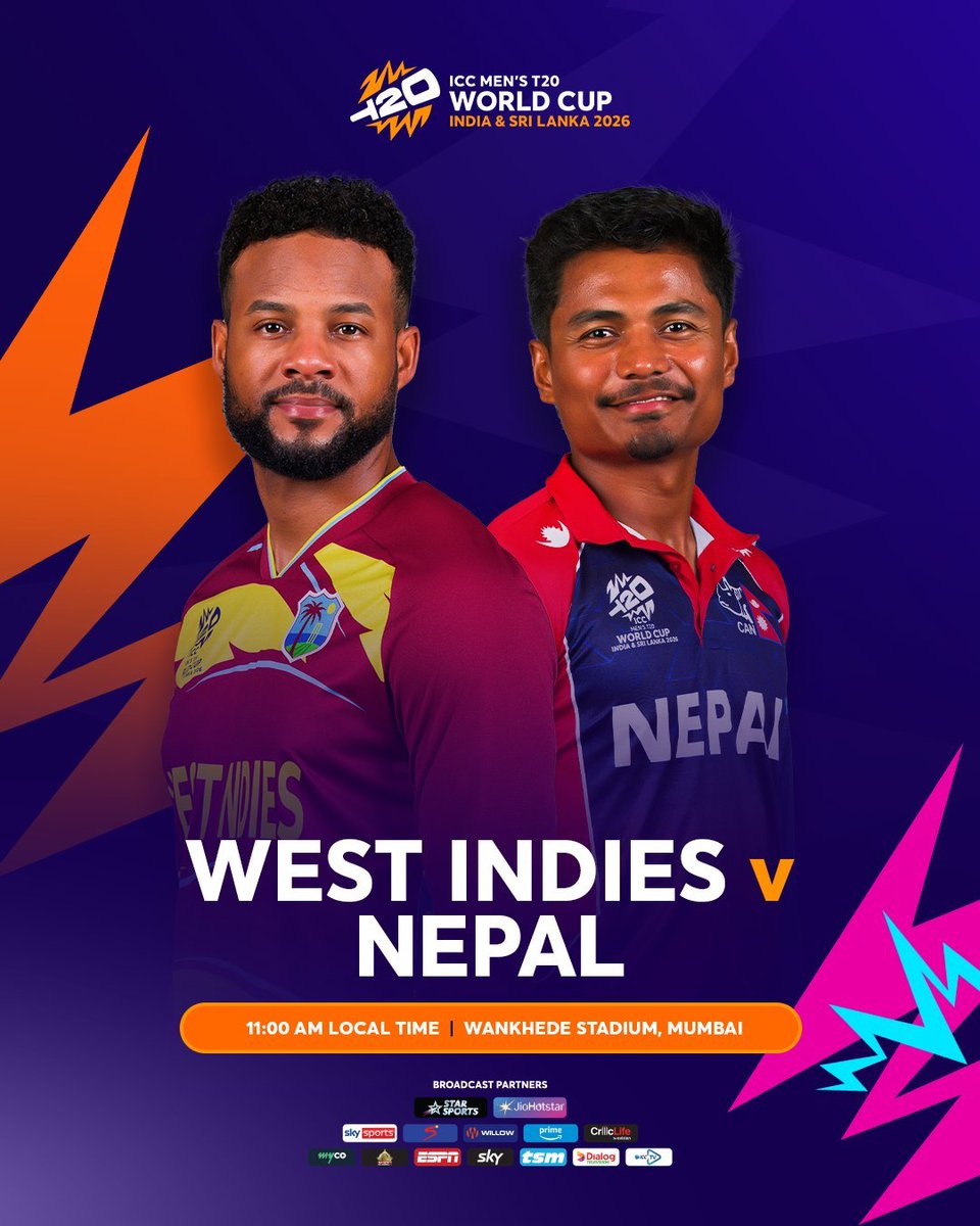 🚨 Toss Update🚨

West Indies won the toss and elected to Ball first against Nepal 

#T20WorldCup2026