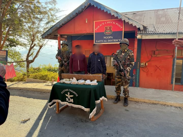 Assam Rifles seized 3.518 kg of morphine (₹3.5 crores) in Saitual, Mizoram, on Feb 10.