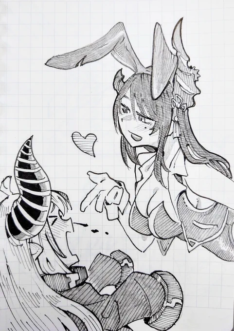かわいいバニーガールとかわいい女の子を描きました。
#RavenCrafts
#laplus_artdesu 