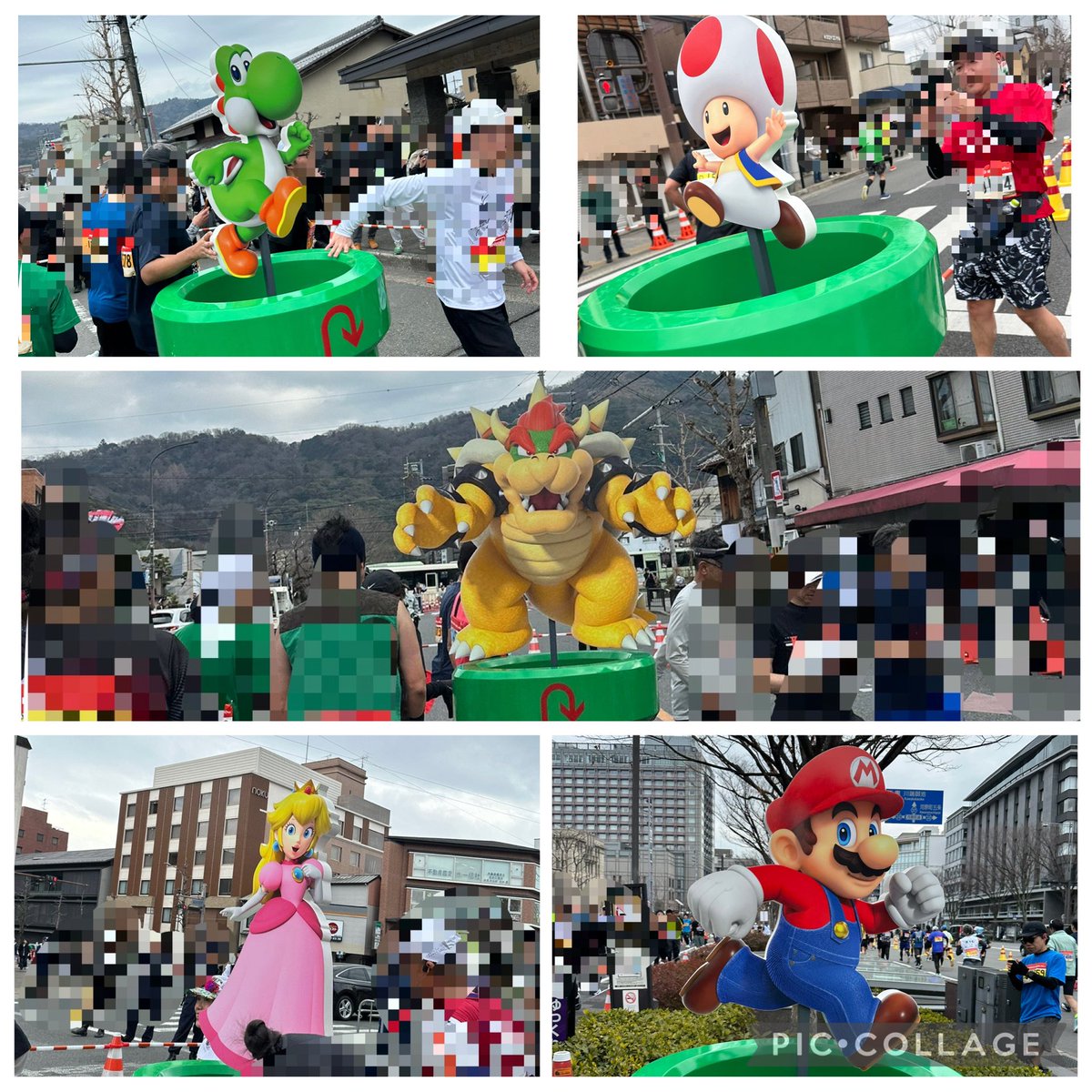任天堂がスポンサーに付くということは…
京都マラソンは狭い京都の街で無理矢理フルマラソンの距離を稼がないといけないからやたら折り返しがあるんだけど…
なんとマリオのキャラたち😍
ヨッシー、ピノキオ、ピーチ姫、マリオときて、最後銀閣寺の所は予想通りクッパやったw